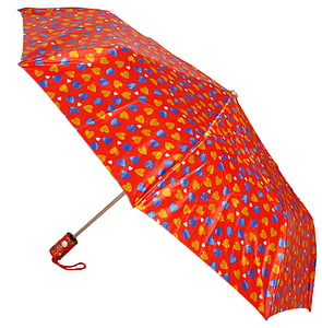 여성, 우산, 여자, 핑크, 하트, 패턴, 흰색 배경