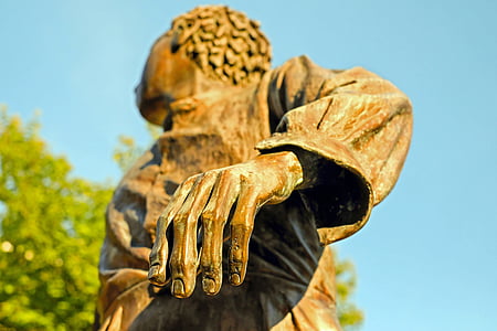 Ručné, prst, štyrmi prstami, muž rukou, sochárstvo, bronz, obrázok