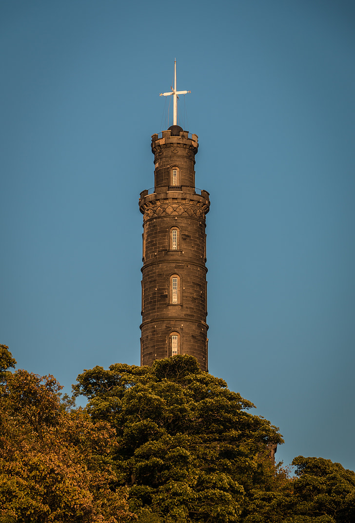 Edinburgh, Calton hill, Skottland, staden, monumentet nelson