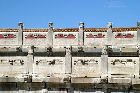 Ornament, umění, Čína, fasáda, barevné, malba, budova