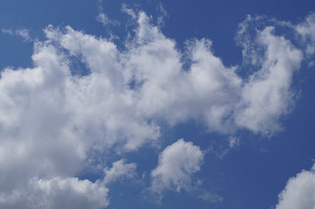 langit, biru, awan, awan putih, awan, hari musim panas, cuaca cerah