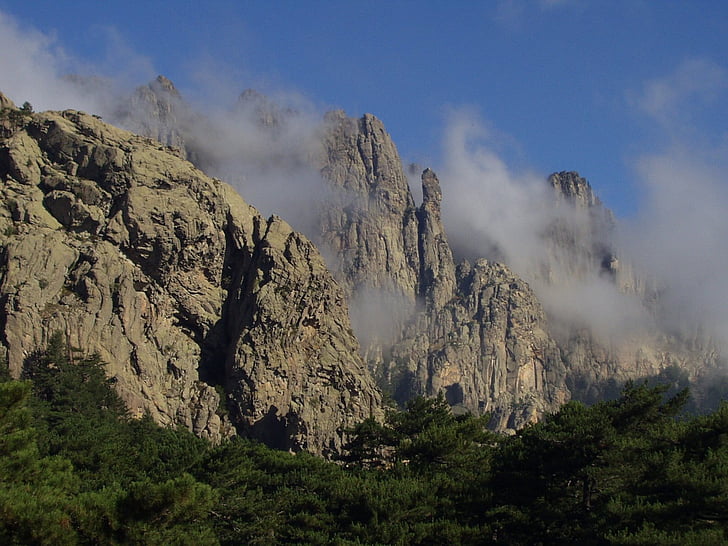 Korsika, bergen, brant, brant vägg, hög, klättra, Alpin