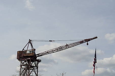 Crane, Baltimore, flagga, maskin, tung utrustning, maskiner, industrin