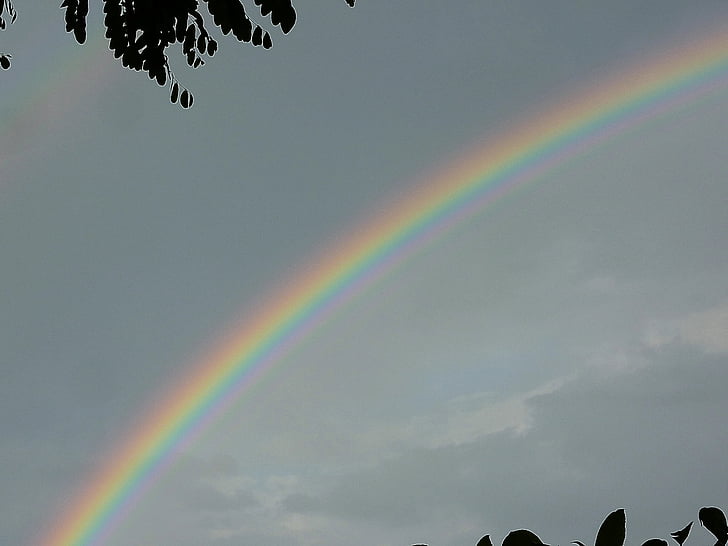 дъга, цвят, арка, дъжд, природата, цветни, небе
