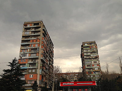 bloc, Tbilissi, Géorgie, bâtiment, plat, maison, architecture