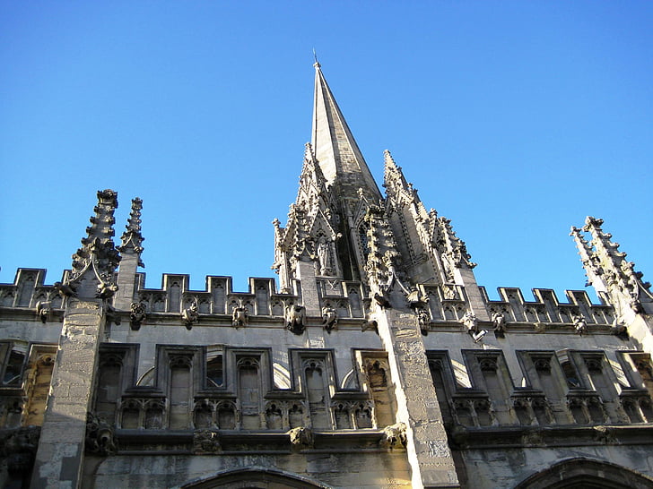 Oxford, Anglaterra, edifici, arquitectura, cel, blau, estil gòtic