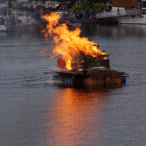 fogueira, Finlandês, Mikkeli, solstício de verão, evento público, fogo, queimadura