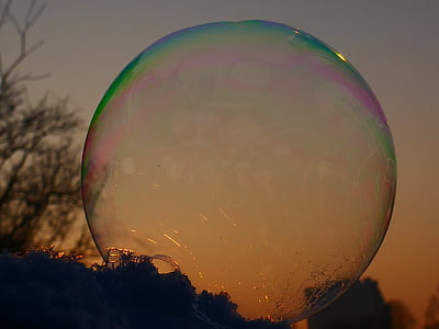 soap bubble, shimmer, frozen, frost, winter, eiskristalle, wintry