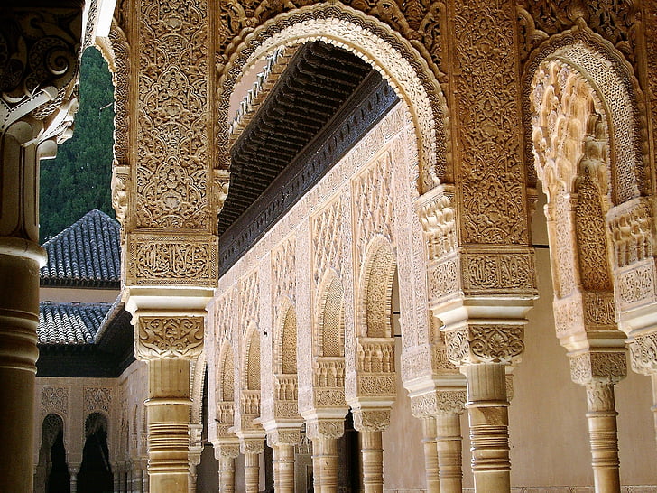 Alhambra, Granada, Andalusia, arquitectura, àrab, arcs, art musulmà