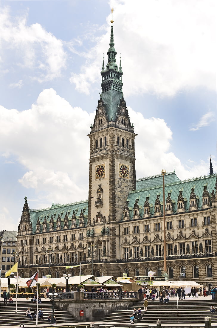 Hamburg, Stadhuis, Hanzestad, het platform, historisch, Landmark, gebouw