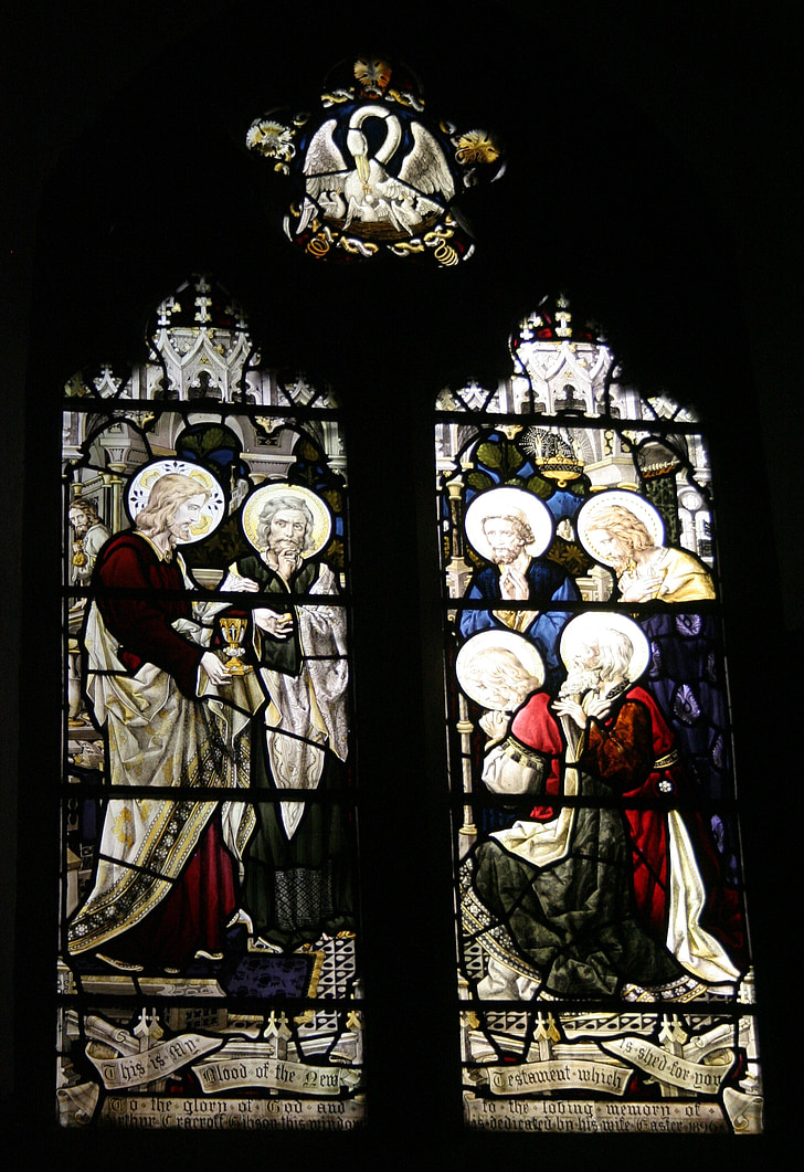 finestra di vetro macchiata, Chiesa di St michael, Sittingbourne, sittingbourne di s. Michele, Chiesa, Santa Comunione, Gesù