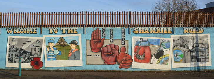 seinamaaling, Belfast, konflikti, Shankill maantee
