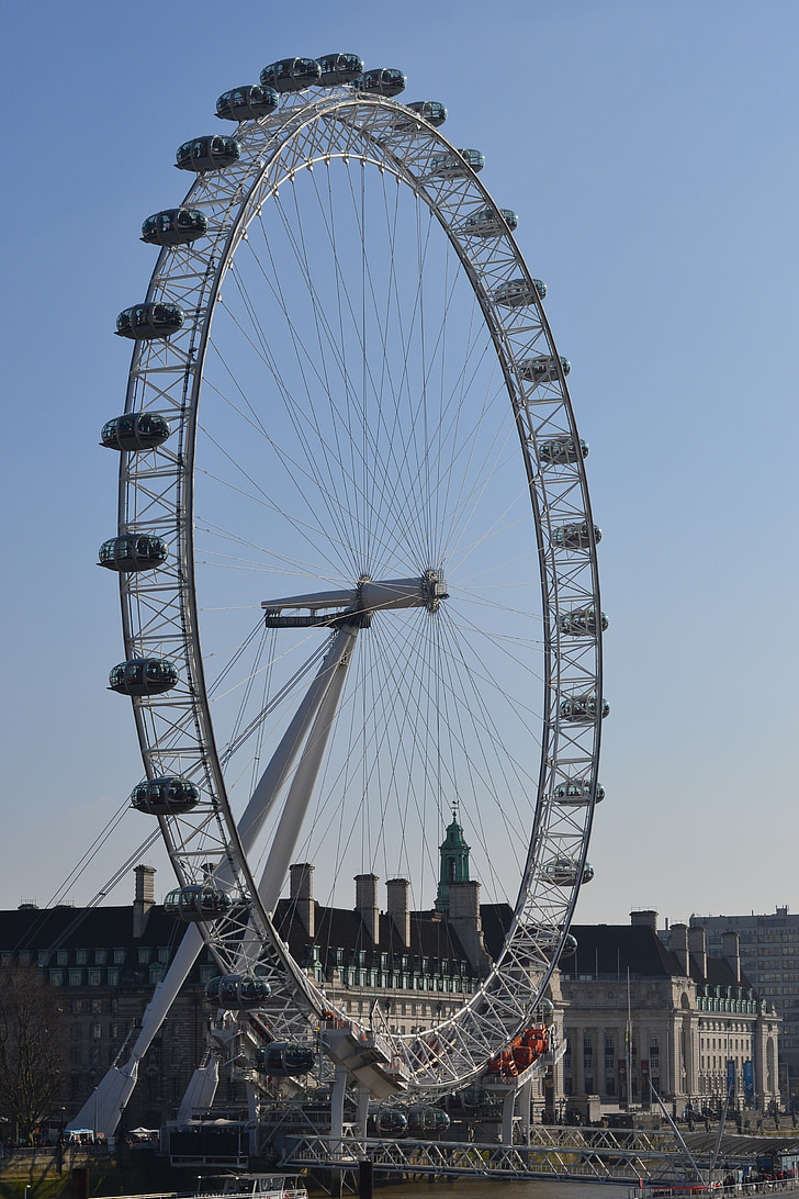 Londres, rueda de la fortuna, Inglaterra, Reino Unido, cielo, Westminster, azul