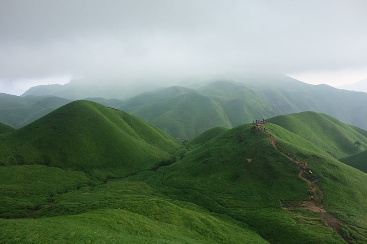 wugongshan, σύννεφο, θυμίαμα, βουνά, βουνό, φύση, λόφου