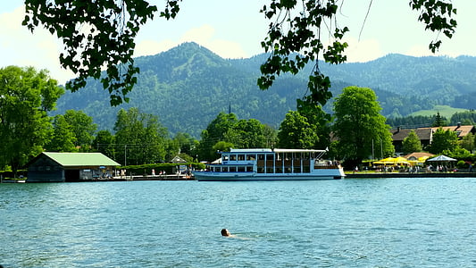 Lake, Bad wiessee, Bavaria, Tegernsee, laeva, promenaad, Boot