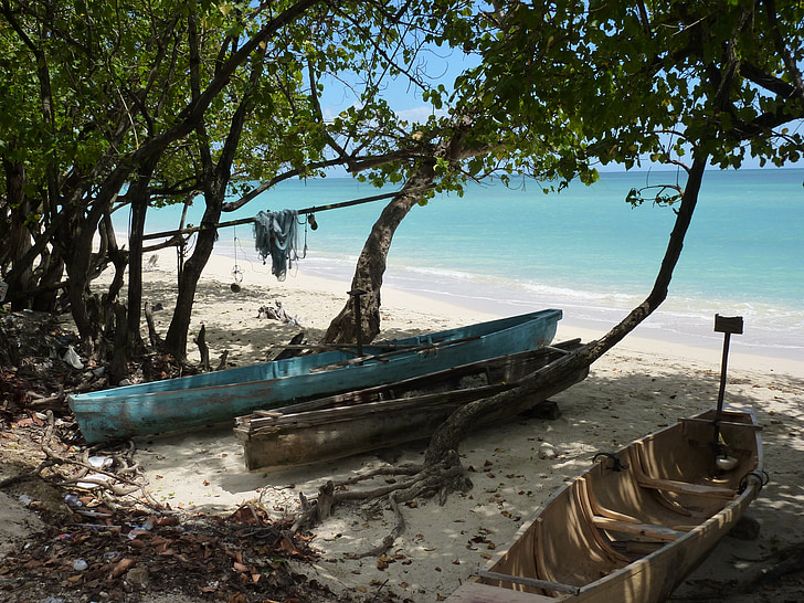 Jamaica, stranden, båtar