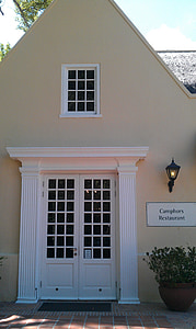 camphors restaurant, south africa, winery, winery is located, home, winelands, stately