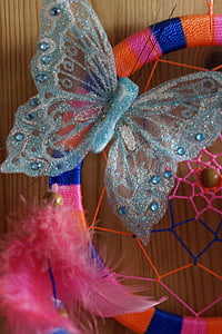 borboleta, apanhador de sonhos, purpurina, menina, concurso, Bem, decoração