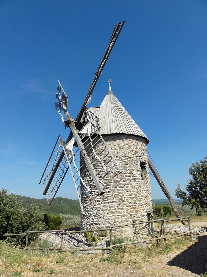 mill, pierre, south, france, architecture, wind mill, windmill