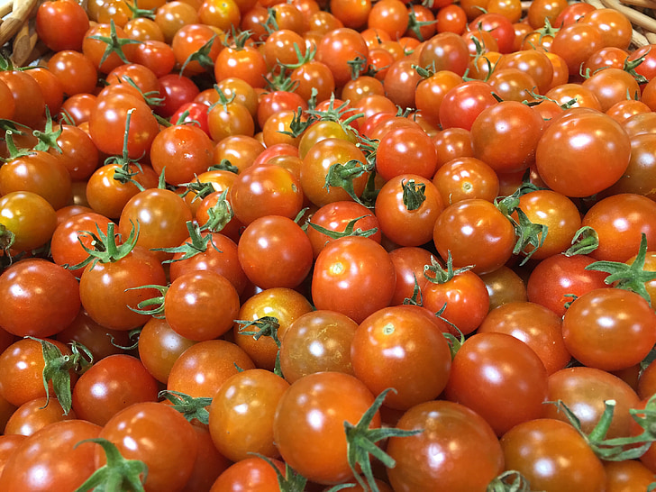 pomidorai, Vyšniniai pomidorai, organinių, šviežios, raudona, prinokusių, maisto