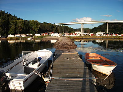 лодка, Wharf, езеро, мост