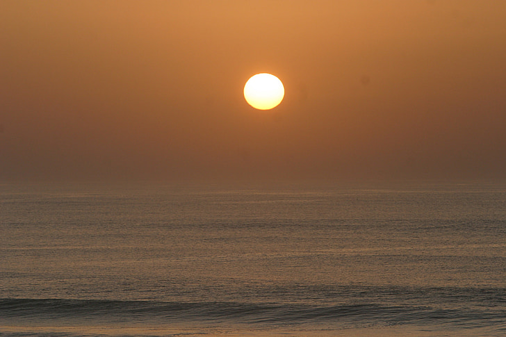 puesta de sol, Atlántico, Mimizan plage, Oeste Francia