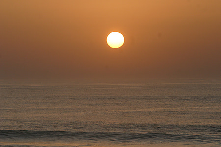 Sunset, Atlantic, Mimizan-plage, vest Frankrig