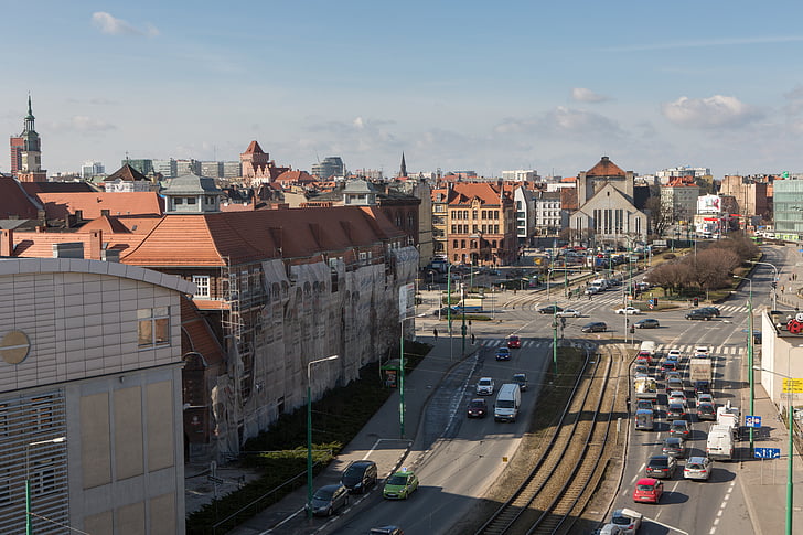 Polônia, Poznan, estkowskiego, paisagem urbana, trilhas para caminhadas, edifício, Panorama