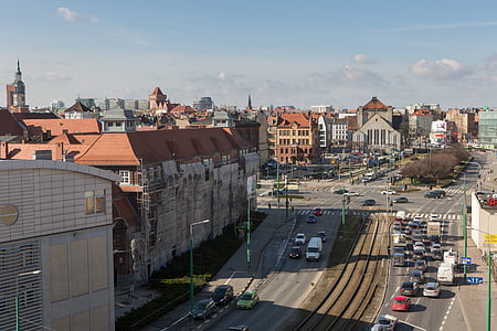 Polen, Poznan, estkowskiego, bybilledet, vandrestier, bygning, Panorama