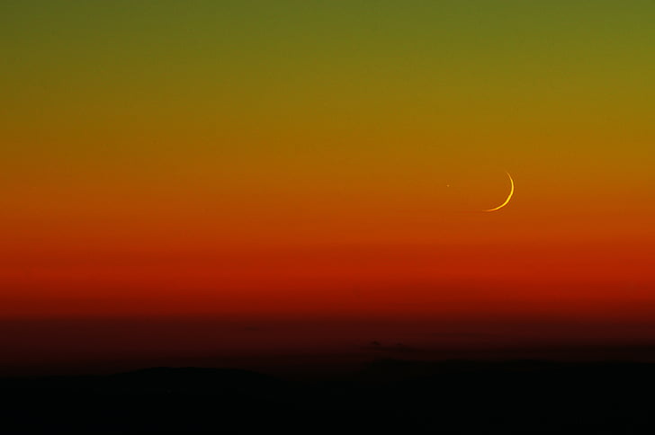 Luna, Hue, Astronomía, naturaleza, puesta de sol, salida del sol, noche