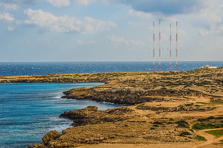 Costa, paisatge, Mar, Costa, paisatge, antenes, Cavo greko