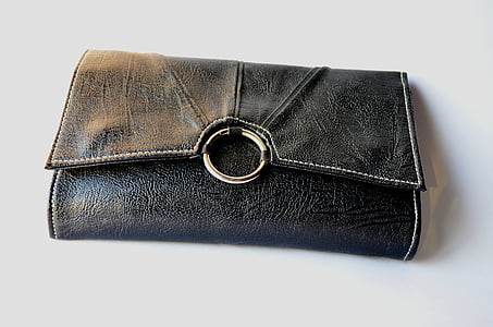 porte-monnaie, noir, embrayage, sac à main, en cuir, mode, style