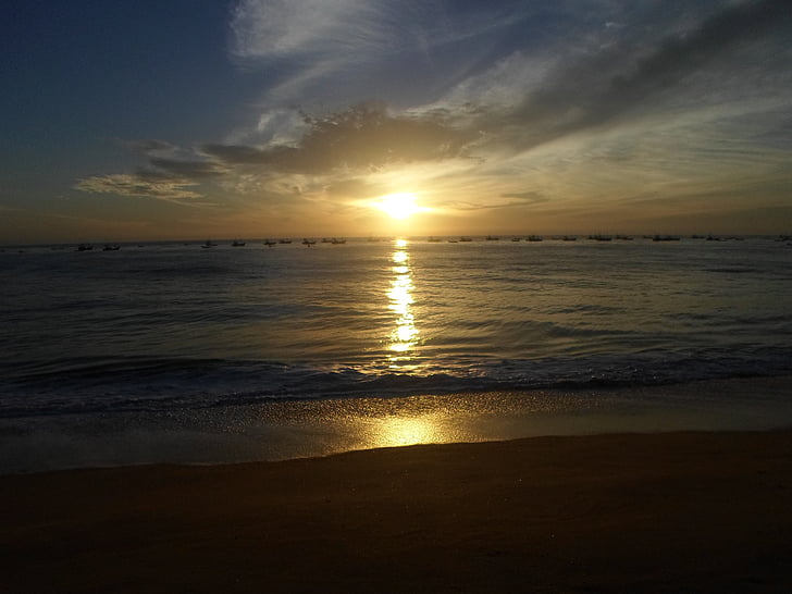 platja, platja, platja de sorra, Mar del Sud, oceà, posta de sol, Mar