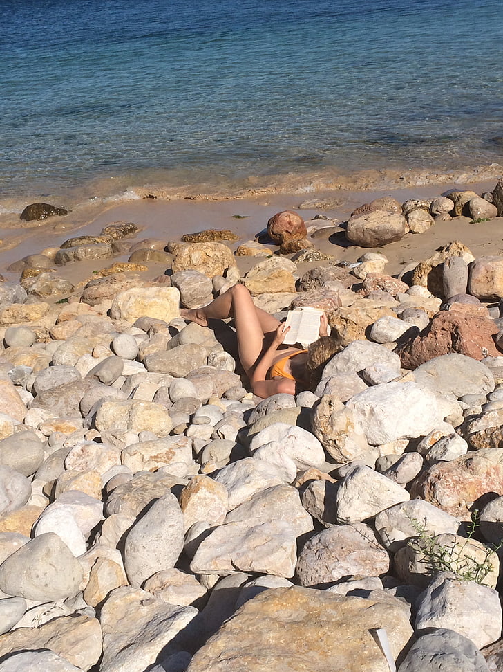 bikini, holiday, summer, beach, read, rest, peaceful