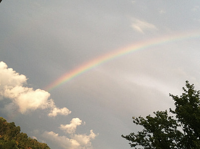 arco-íris, o céu, céu, país, rural, vida no campo, nuvens