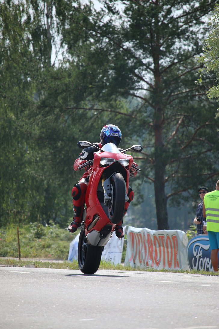 Wheelie, motorsykkel, stunt, Ducati