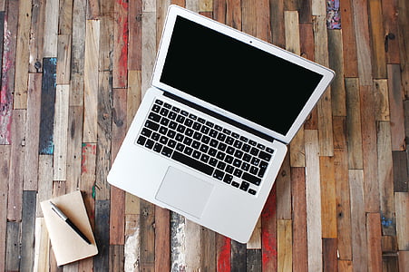 MacBook, jabolko, zraka, urad, delo, lesa, pismo