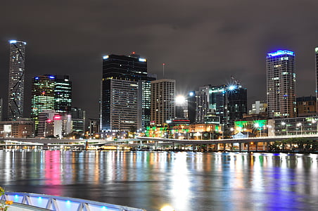 Brisbane, Southbank, Australien, Landschaft, Urlaub, Nacht, Queensland