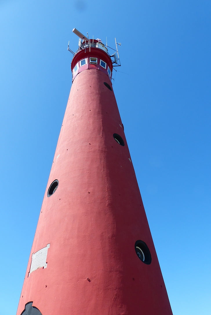 outdoor, photo, red, painted, tower, Lighthouse, Schiermonnikoog