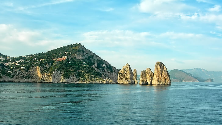 Capri, océan, Italie, mer, Ile, roches, nature