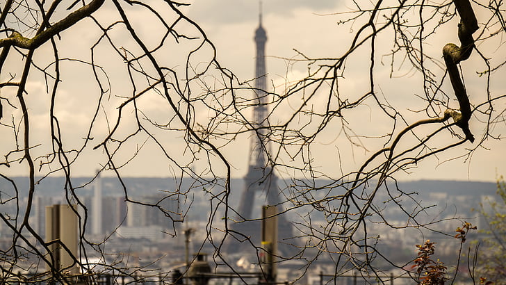 Paris, Frankreich, Eiffelturm, Stacheldraht