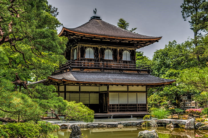 Ginkaku-ji, šventykla, Kioto, Japonija, Azija, sodas, tradicinis