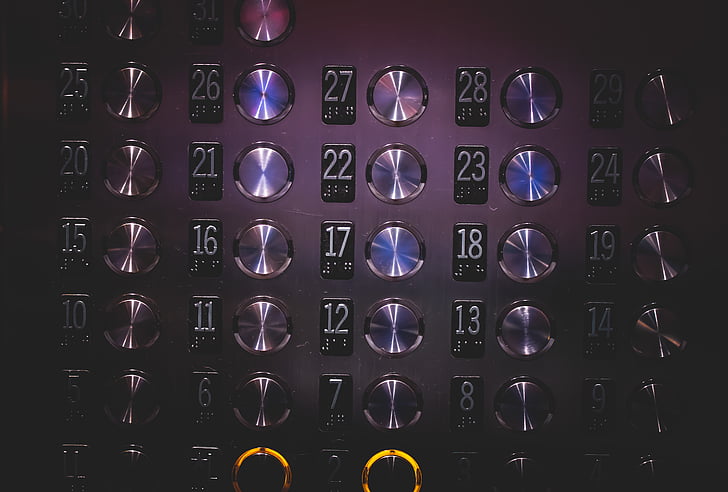 elevator, floor, buttons, numbers, indoors, shelf, no people