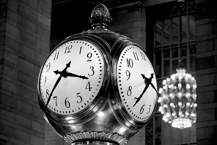 reloj, estación Grand central station, macro, tiempo, cara de reloj, pasado de moda, estructura construida