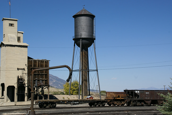 water tower, ely, nevada, train, station, usa, northern