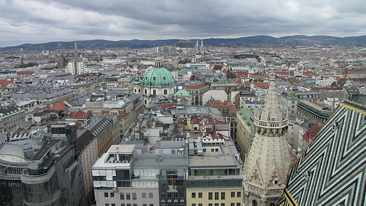 Catedrala Sf. Ștefan turn de Sud, Viena, Patrimoniul Mondial UNESCO, vedere la oraş, peisaj, Panorama, acoperiş