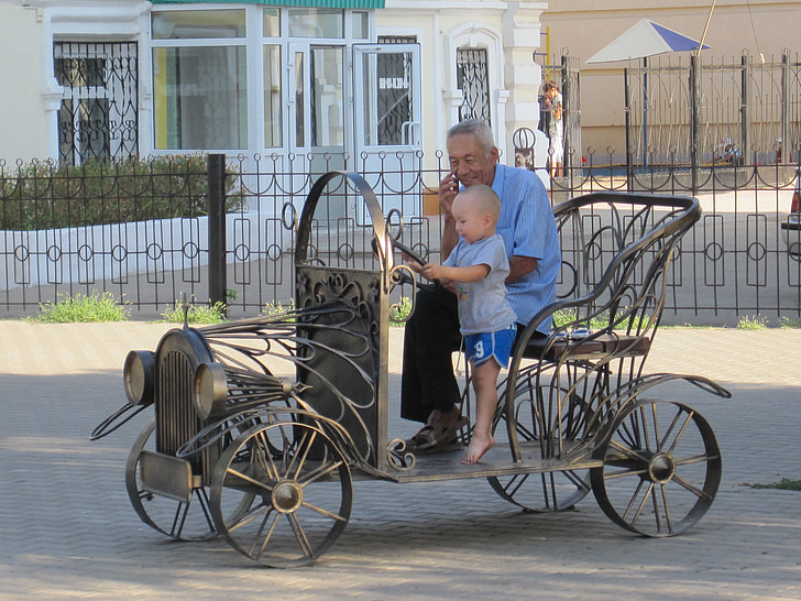 automobil, dieťa, Kazachstan, mesto uralsk