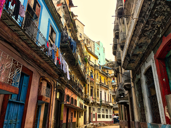 Куба, Хавана, архитектура, град, сгради, сграда, горното строене на коловоза