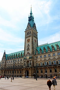 Hamburgo, Ayuntamiento de la ciudad, Plaza del Ayuntamiento, agua, ciudad, Baja Sajonia, edificio