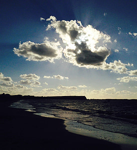 Sardenya, saroccatunda, posta de sol, platja, l'aigua, Mar, oceà
